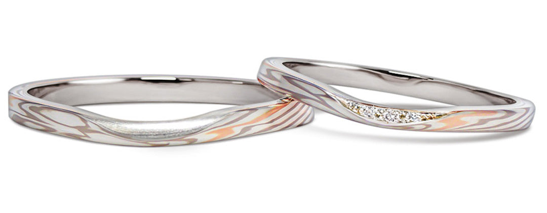 Wedding rings of wood grilled v springs | 金 オ Online – 杢目金屋