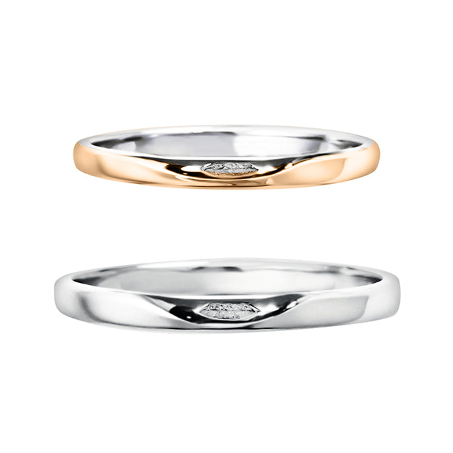 結婚指輪デザイン(ストレートのコンビネーション)：ピンクゴールド ...