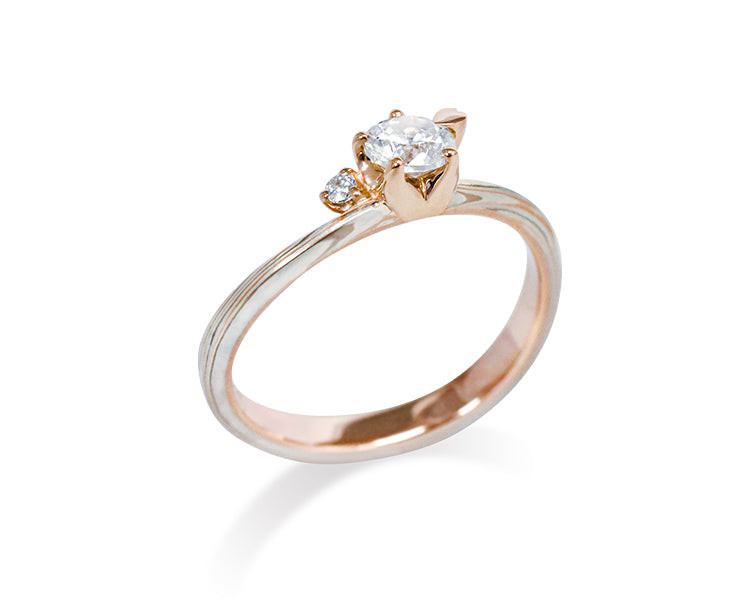 婚約指輪デザイン（木目金波型WGxPGxSV-恋風）｜杢目金屋オンライン