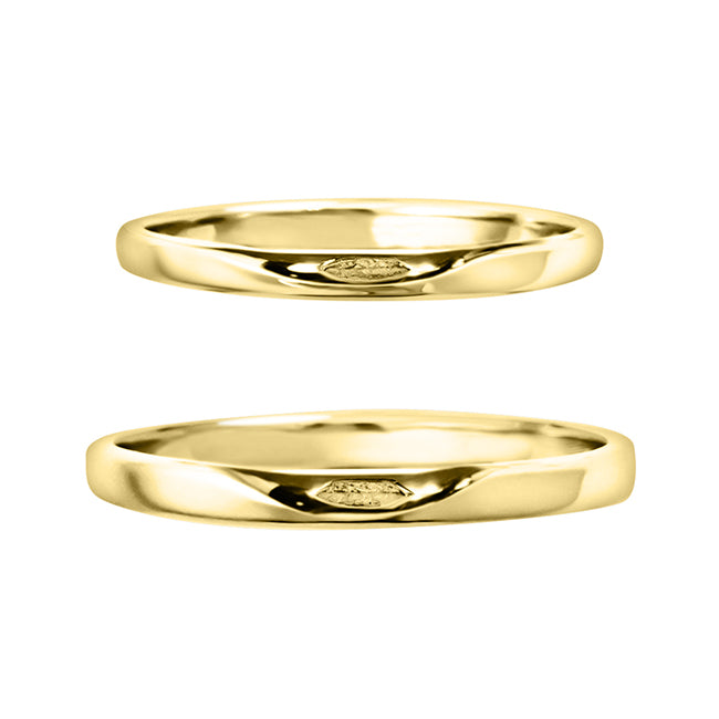 【公式/ペア価格】イエローゴールド・ストレート ふたりでおそろいのつながるカタチ。イエローゴールドの結婚指輪。一般的に「ゴールド」と言われる、温かい黄色の色合い。V字の形状は指を長く見せてくれる上品なデザイン和風 和 マリッジリング 杢目金屋 オンラインショップ 日本