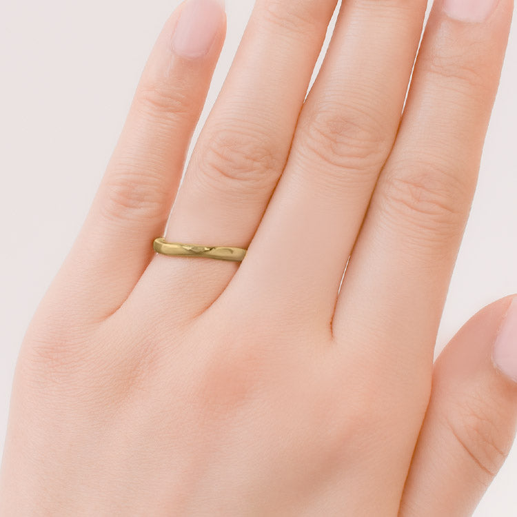 結婚指輪デザイン（イエローゴールド・ウェーブ）｜杢目金屋オンライン 